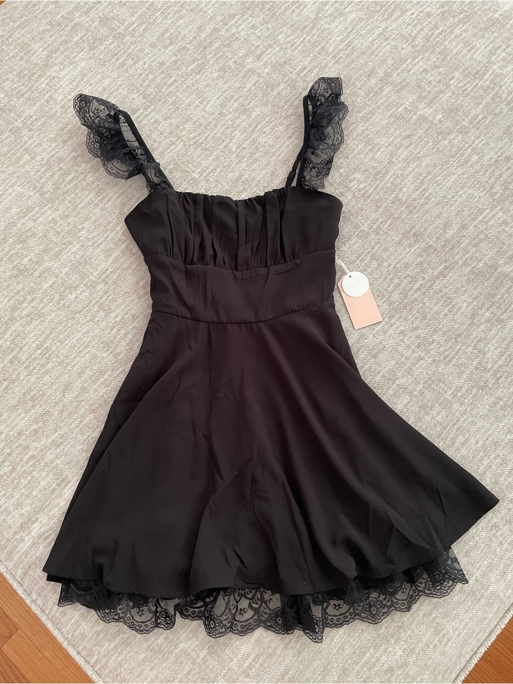 Black Lace-Trim Mini Dress